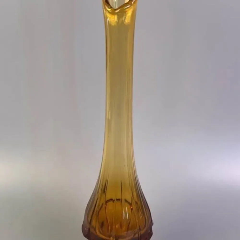 Vtg Colonial Amber Swung Vase14.5” tall thumbprint foot